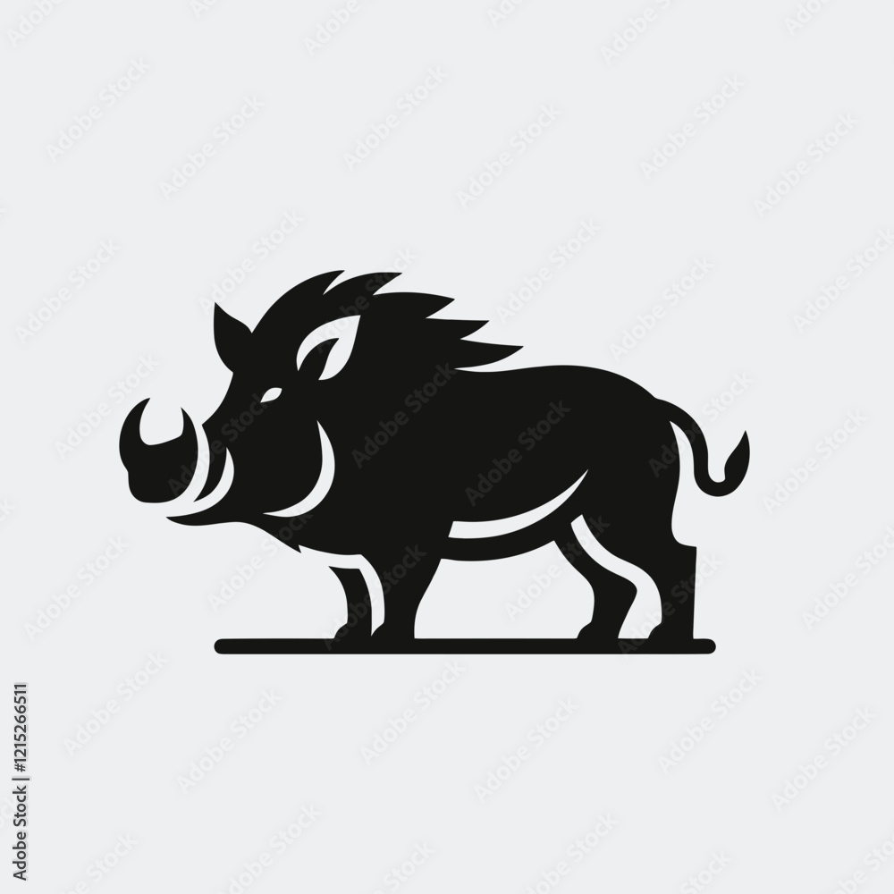 Wild Boar silhouette in black on a white background Wild Boar silhouette in black on a white background