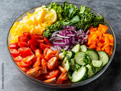 Fresh vegetable salad with vibrant colors and textures