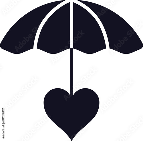 Conceptual illustration depicting an umbrella protecting a heart, representing the safeguarding of love, nurturing relationships, and promoting emotional well being and security