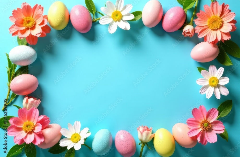custom made wallpaper toronto digitalEaster Eggs is a beautiful light Easter layout with eggs, cherry blossoms and on a pastel blue background. view from above. a place to copy. flat layout. place for the text