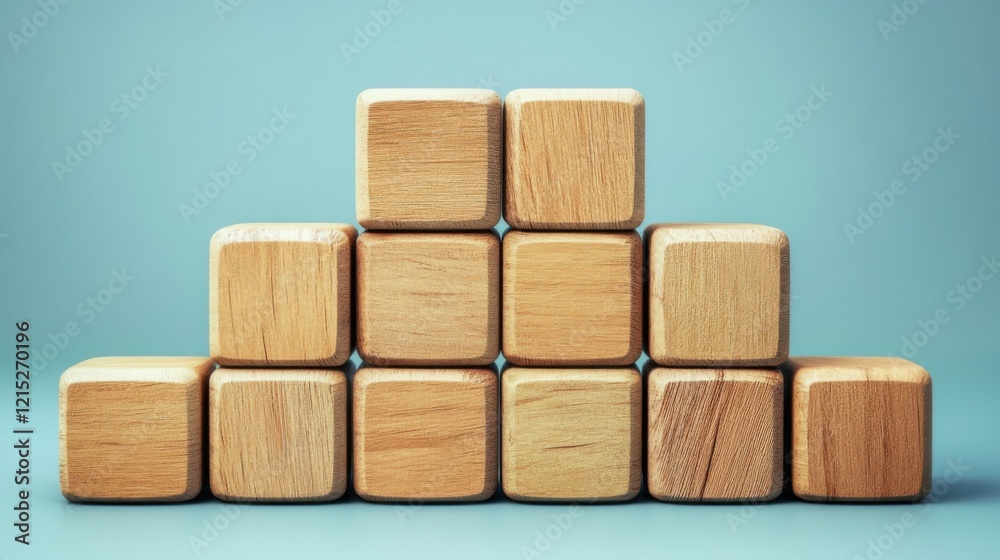 Wooden cubes stacked in a row Wooden cubes stacked in a row