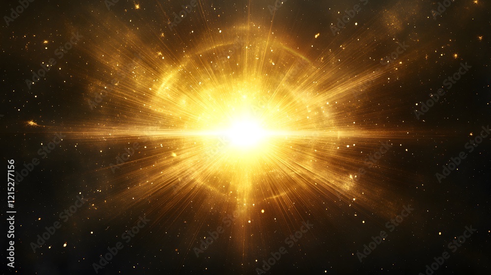 Fototapeta premium Golden Celestial Explosion In Dark Space