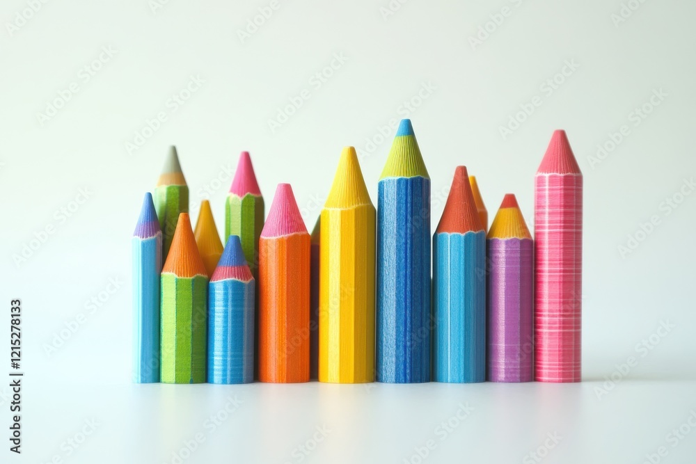 3D Crayon Set Isolated and White Background 3D Crayon Set Isolated and White Background