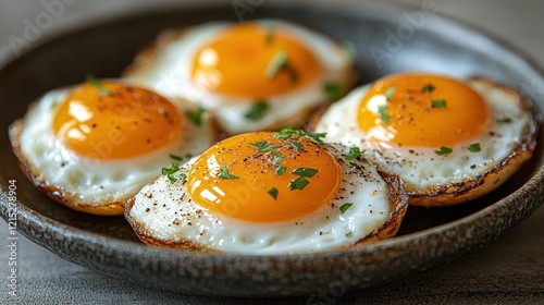 Sunny-side up eggs breakfast plate, kitchen photo