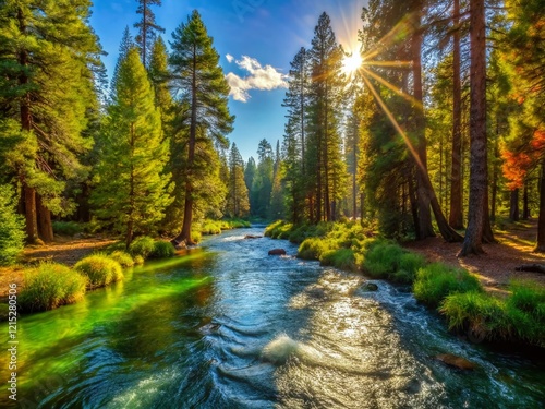 Majestic Metolius River, Central Oregon Forest: Candid Nature Photography photo