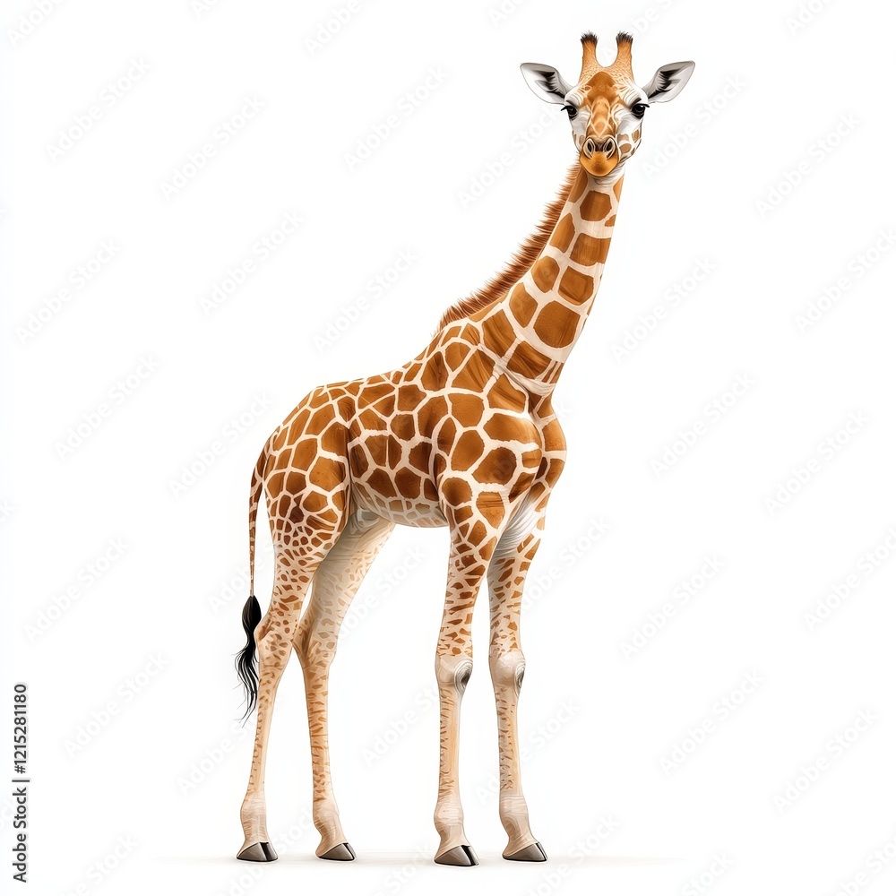 Adorable Young Giraffe Isolated on White Background - Perfect for Children's Books, Wildlife Adorable Young Giraffe Isolated on White Background - Perfect for Children's Books, Wildlife