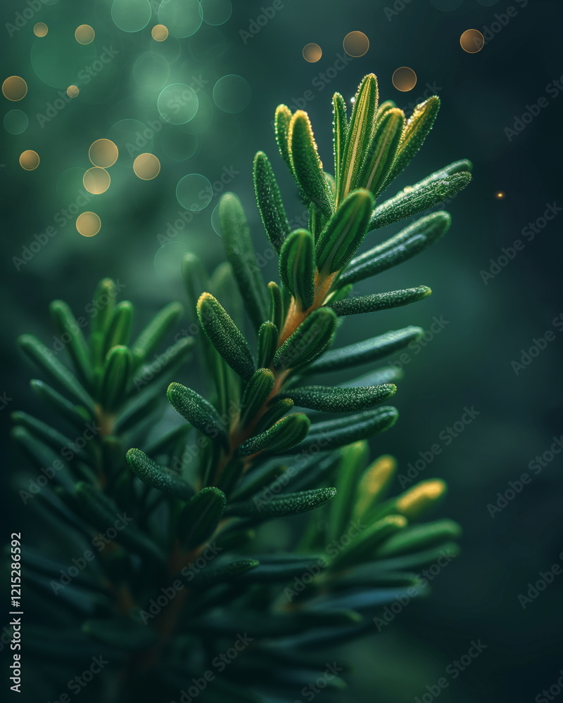 Obraz premium An ornament of rosemary sprigs glowing with a soft_009
