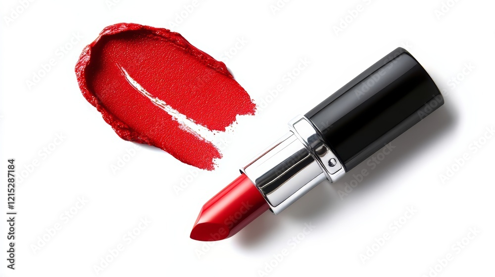 Obraz premium Red Lipstick and Swatch: Beauty, Fashion, and Glamour