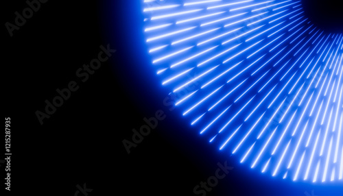 Abstract rendering radial pattern with bright blue lines