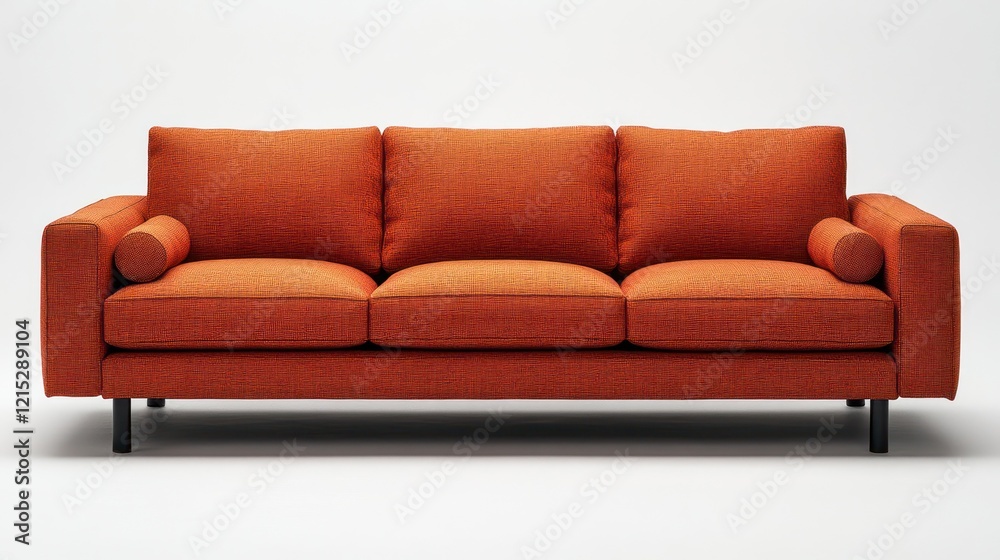 Orange sofa, studio shot, white background, furniture catalog Orange sofa, studio shot, white background, furniture catalog