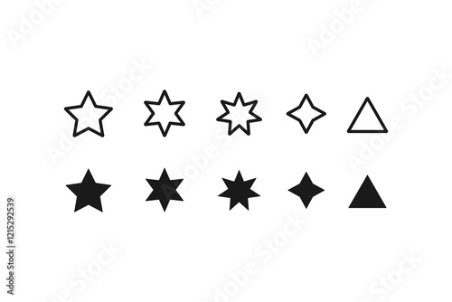 Star icon collection. Different star shapes. Black stars icon set. Sparkle star icon set. Vector illustration