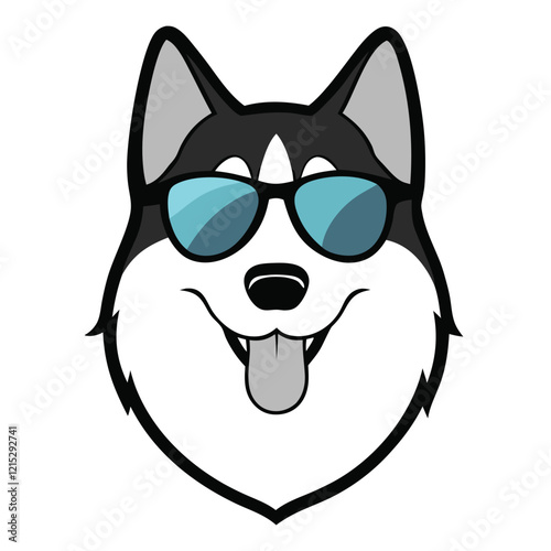Funny alaskan malamute dog head vector art