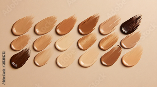foundation swatches on beige background