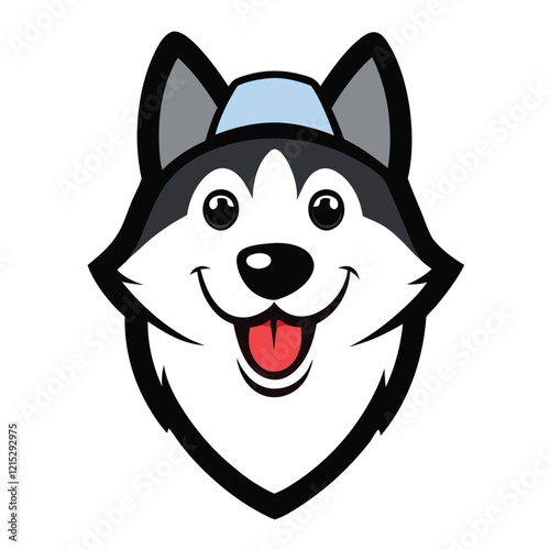 Funny alaskan malamute dog head vector art