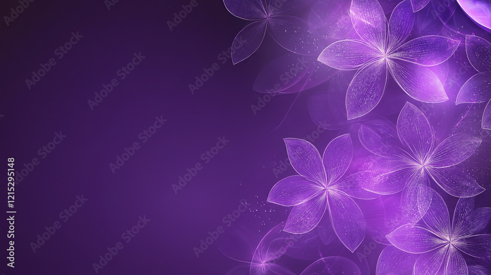 glowing abstract floral design on deep purple background, perfect for beauty, wellness, and creative branding themes glowing abstract floral design on deep purple background, perfect for beauty, wellness, and creative branding themes