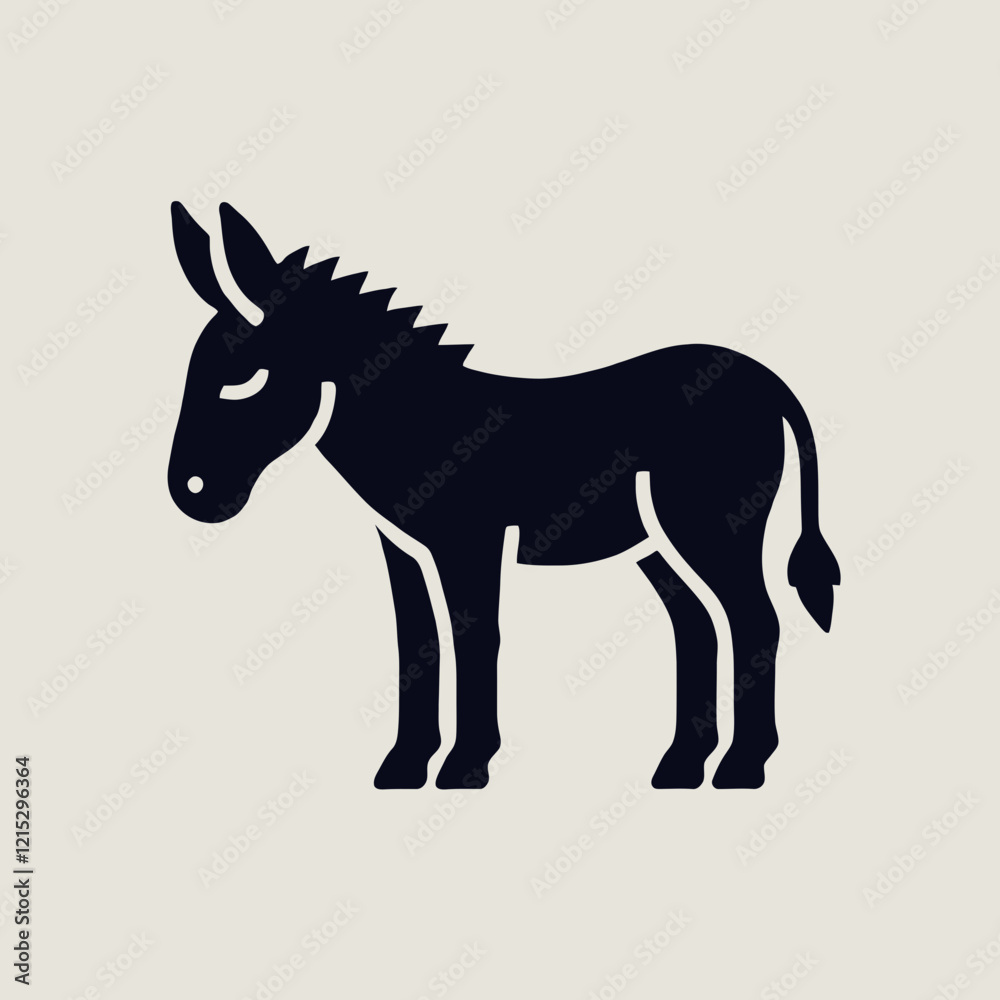 Donkey silhouette in black on a white background Donkey silhouette in black on a white background