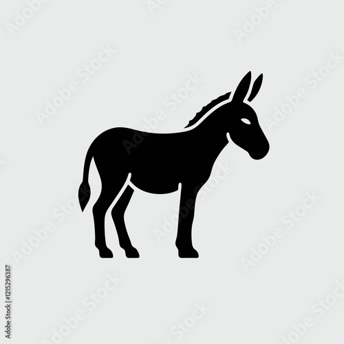 Donkey silhouette in black on a white background