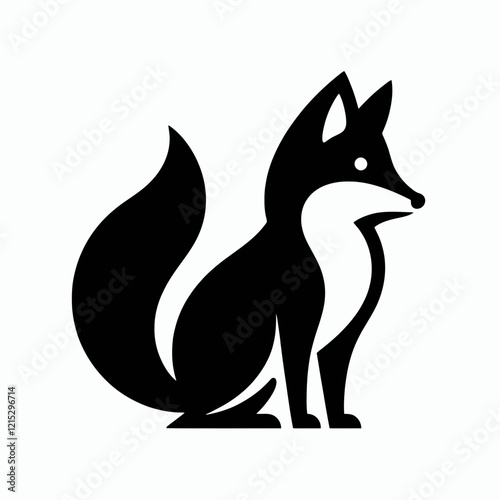 Fox silhouette in black on a white background