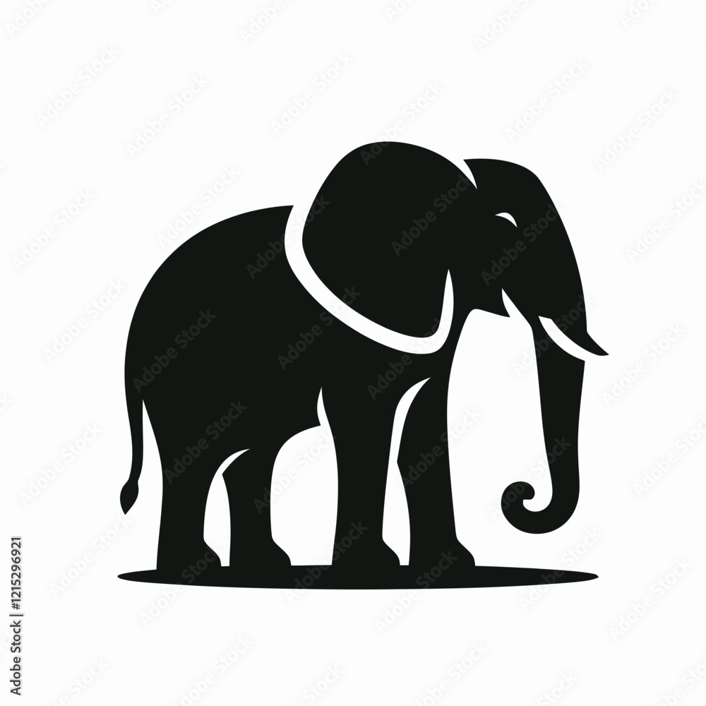 Elephant silhouette in black on a white background Elephant silhouette in black on a white background
