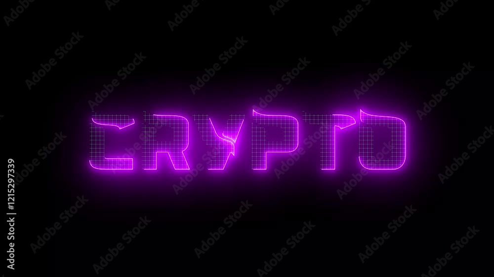 neon Crypto text animation with futuristic tech lettering on black background. neon Crypto text animation with futuristic tech lettering on black background.