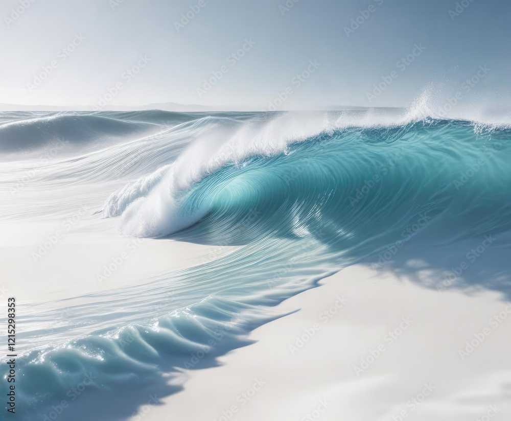 Gentle blue wave flowing across a pristine white surface , gentle movement, abstract art Gentle blue wave flowing across a pristine white surface , gentle movement, abstract art