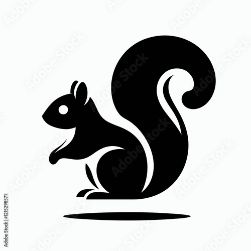 Squirrel silhouette in black on a white background