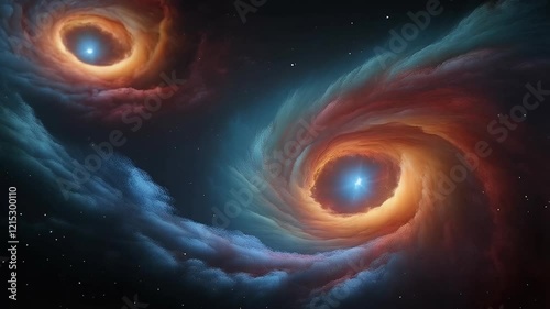 Mysterious cosmic dance of two swirling galaxies in deep space