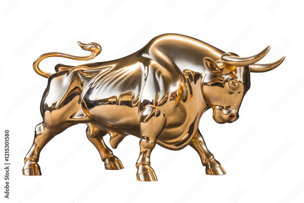 Obraz premium A golden bull statue, symbol of wealth, power, and prosperity.