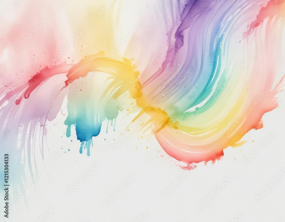 Fototapeta premium Delicate watercolor strokes forming a rainbow pattern, hand-painted, watercolor