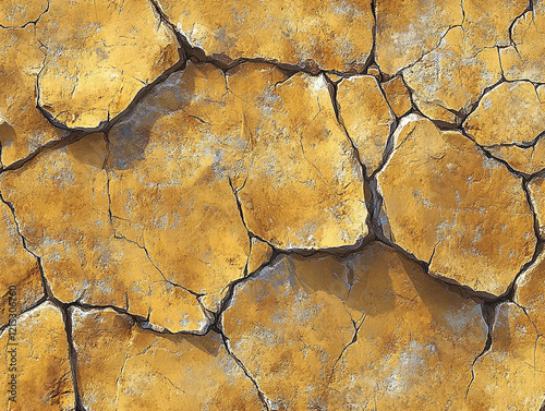 Cracked earth surface under bright sunlight photo