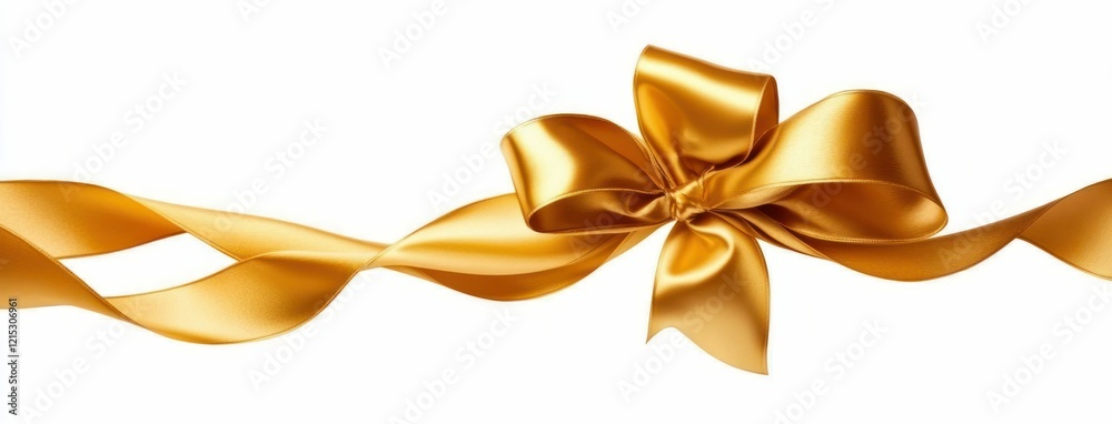 Golden Satin Ribbon with Bow Isolated on White Golden Satin Ribbon with Bow Isolated on White