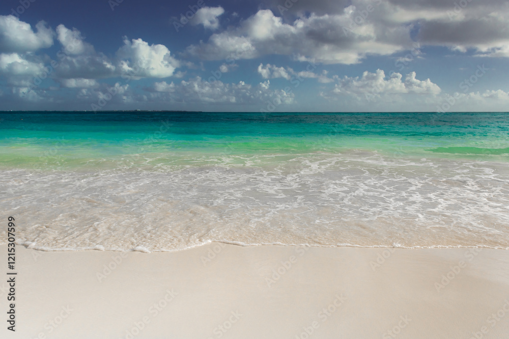 Fototapeta premium Sea shore on the Caribbean beach in the Zona Hoteleria in Cancun.