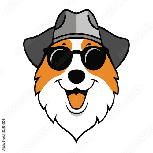 Funny australian shepherd dog head vector art