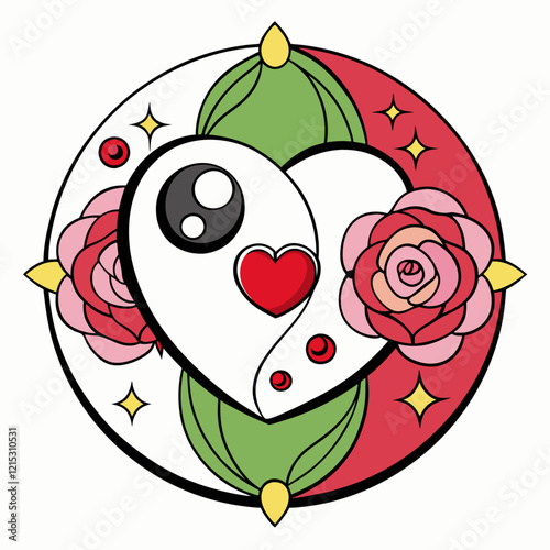 yin yang symbol made of flowers