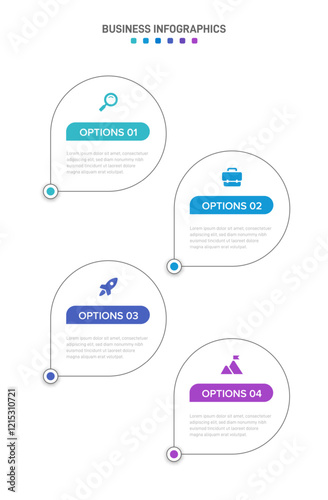 Vertical progress bar featuring 4 arrow-shaped elements, symbolizing the four stages of business strategy and progression. Clean timeline infographic design template. Vector for mobile presentation.