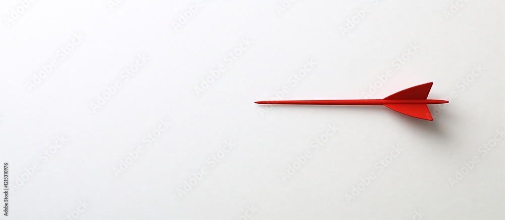 Red dart on white background, aiming left, minimal design, business concept