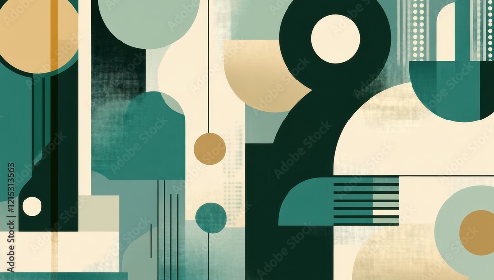 Obraz premium Abstract background with geometric shapes in teal and green, representing a technology or business Generative AI
