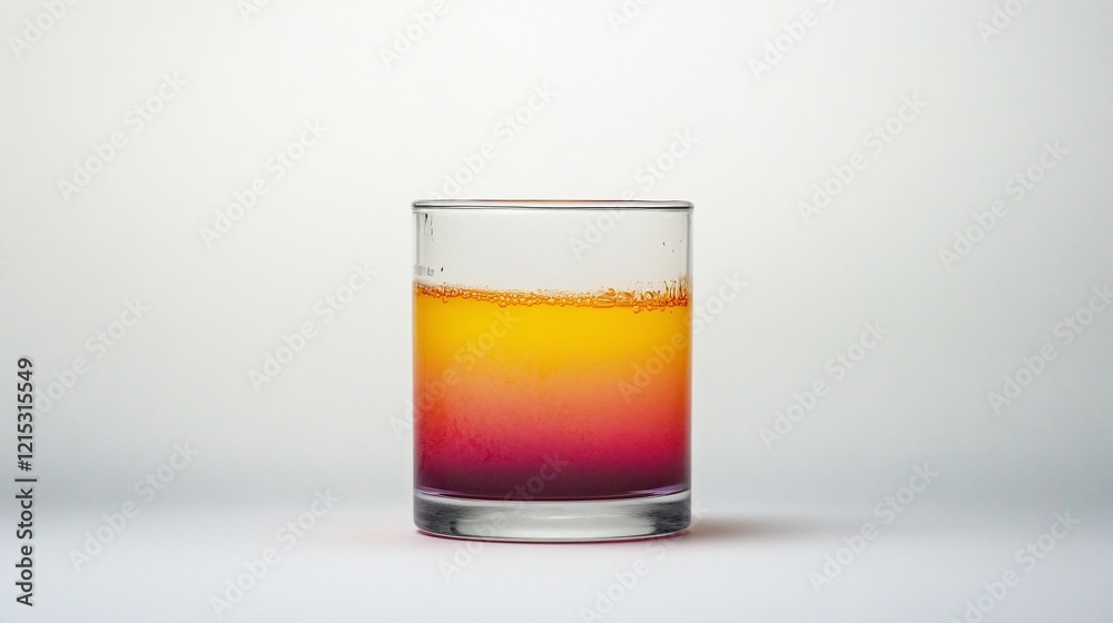 Layered drink in glass, studio shot, gradient colors, beverage, advertising