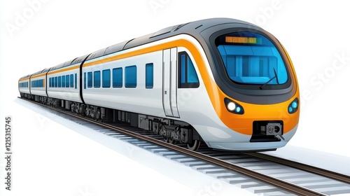Modern High Speed Passenger Train on Tracks