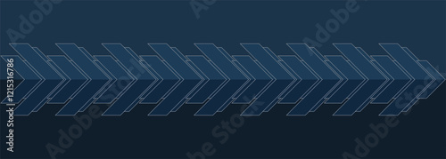 Fotografi Blue 3D arrows on dark blue background.