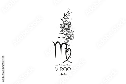 Virgo Aster, Zodiac Sign Floral SVG Design