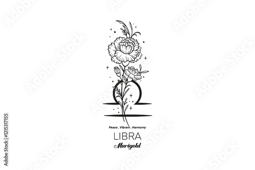Libra Marigold, Zodiac Sign Floral SVG Design
