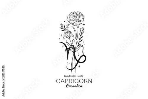 Capricorn Carnation, Zodiac Sign Floral SVG Design