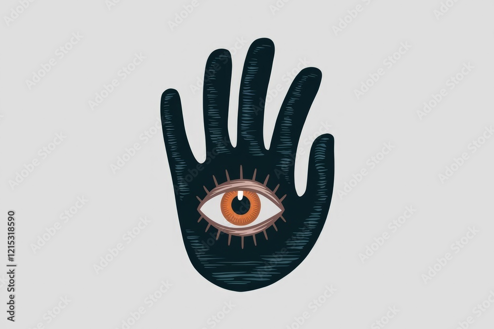 A stylized dark hand with an eye in the center, symbolizing protection and insight. A stylized dark hand with an eye in the center, symbolizing protection and insight.