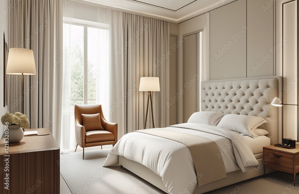 Obraz premium Modern Guest Room Chic Comfortable