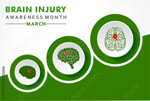 Vector illustration for Brain Injury Awareness Month which is held in the month of March every year, it spreads awareness of different types of Brain Injuries.