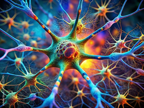 Microscopic View of Purkinje Neuron Dendritic Spines: Complex Neural Network Structure photo