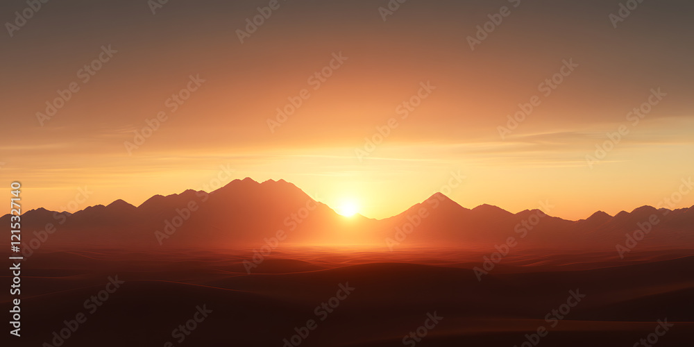 Sunset over a majestic mountain range. The warm hues of the setting sun paint the sky and landscape in vibrant shades of orange and red, creating a breathtaking panorama. Sunset over a majestic mountain range. The warm hues of the setting sun paint the sky and landscape in vibrant shades of orange and red, creating a breathtaking panorama.