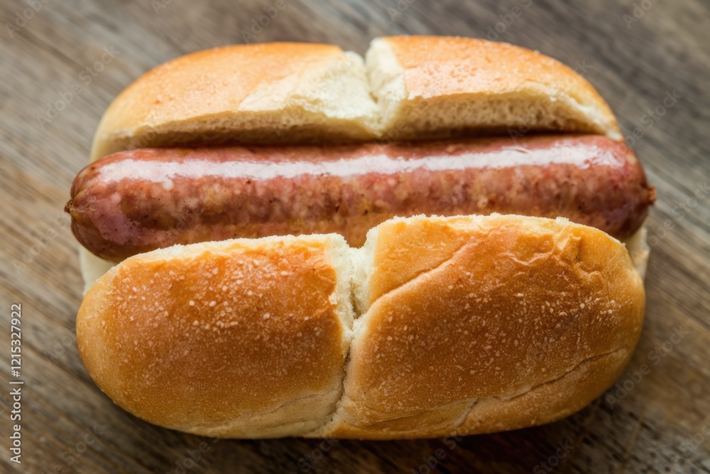 A delicious hot dog in a soft, split-top bun, ready to eat. A delicious hot dog in a soft, split-top bun, ready to eat.