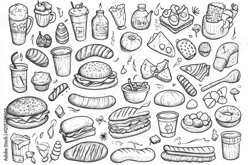 hand drawn food icons